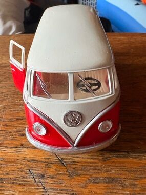 Vintage-Style Red and White VW Bus Decorative Sculpture 1965 T1